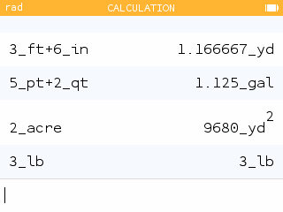 Use of imperial units in the Calculations application